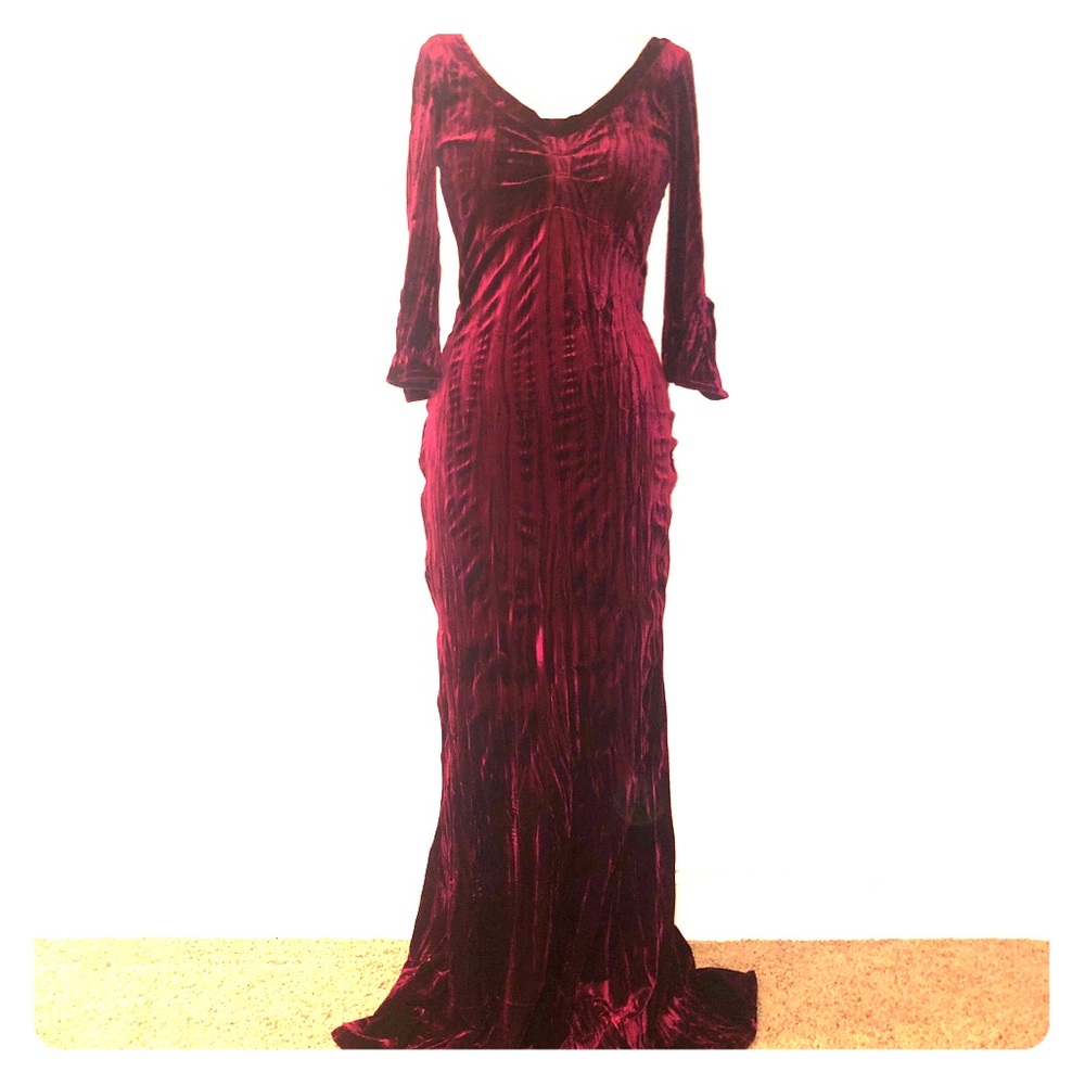 90’s merlot velvet maxi dress